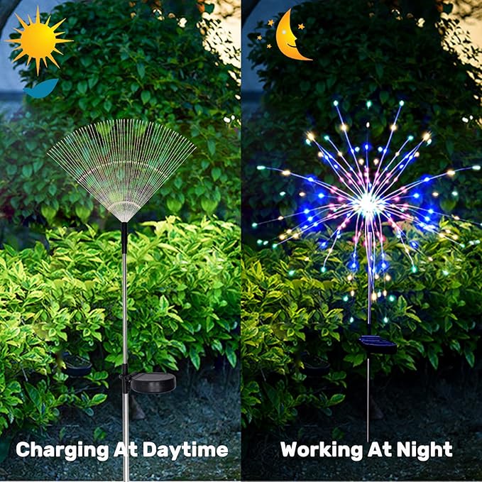 Solar Garden Firework Lights Outdoor Waterproof 6 Pack, 120 LED Sparklers - Image 6