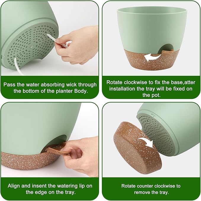 Plant Pots 10/9/8/7.5/7 Inch Self Watering Pots, Plastic Flower Pots, Nursery - Image 2