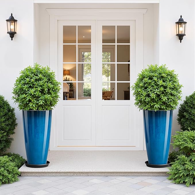 QCQHDU 21 inch Tall Planters for Outdoor & Indoor Plants, Home Decor - Image 2