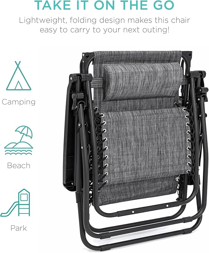 Best Choice Products 30” Wide Folding Zero Gravity Outdoor Recliner Patio - Image 9