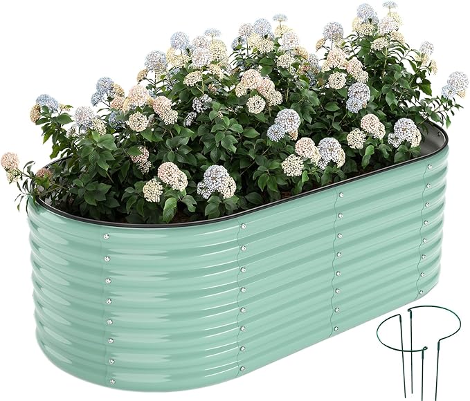 Garden Box Raised Flower Bed Galvanized Metal Planter Round Raised Garden Bed by ZFHgarden