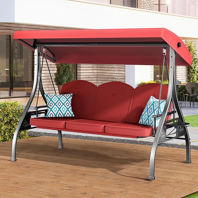 3 Seat Outdoor Porch Patio Swing by zzw