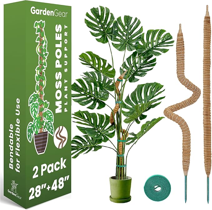 2 Pack 48" and 28'' Bendable Moss Pole Monstera Plant Support by Sproot