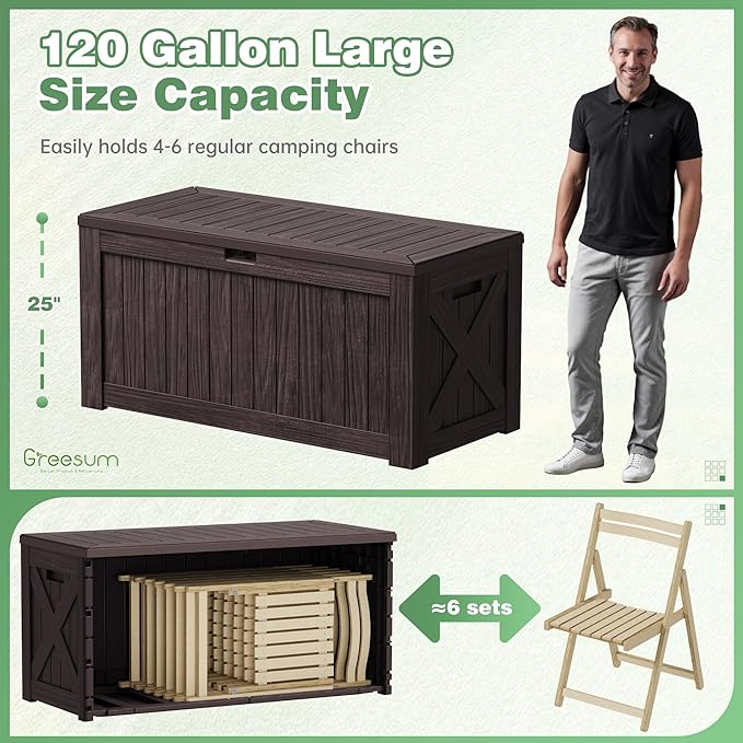 Greesum Outdoor Storage Box 120 Gallon Storage Bin - Image 5