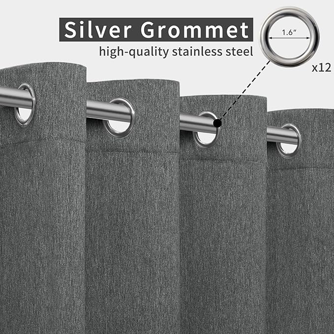 Easy-Going Linen Look Outdoor Curtains Waterproof Windproof Porch Curtains - Image 3