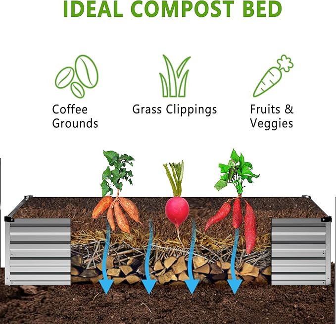 12x4x1FT Galvanized Raised Garden Bed Kit, Vegetable Boxes-Rectangle Metal - Image 3