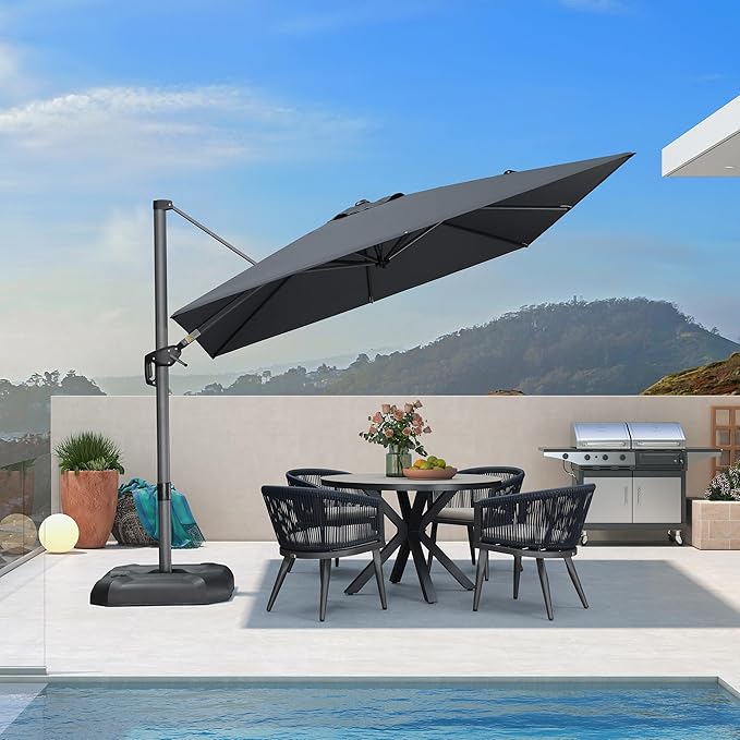 PURPLE LEAF 9 Feet Patio Umbrella Outdoor Cantilever Square Umbrella Aluminum - Image 2