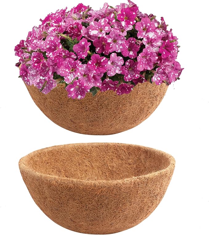 Y&M Pack of 2 12" Pre-Formed Round Coco Fiber Hanging Basket Liner, Coco by YM