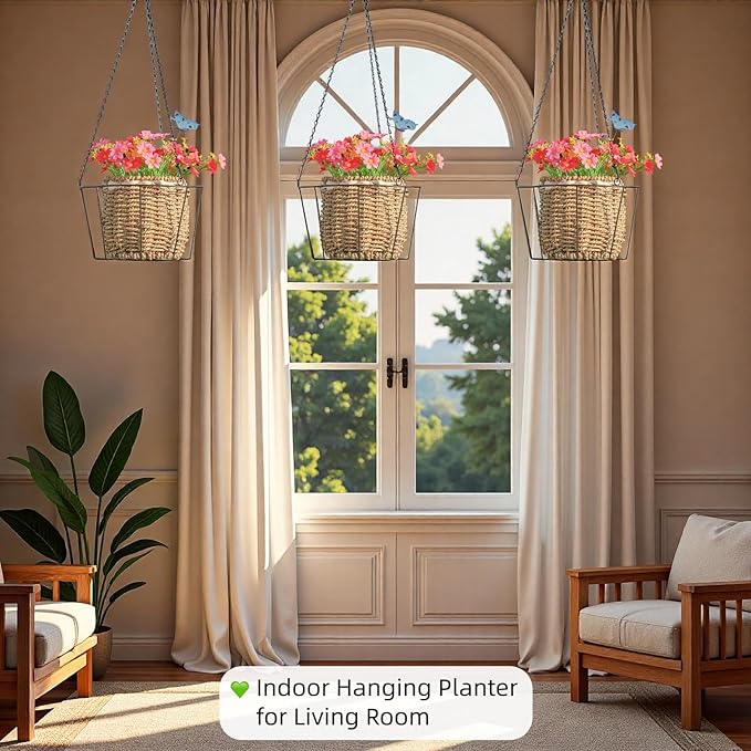 Metal & Macrame Plant Hanger Indoor/Outdoor Use – Heavy Duty Hanging Planter - Image 6