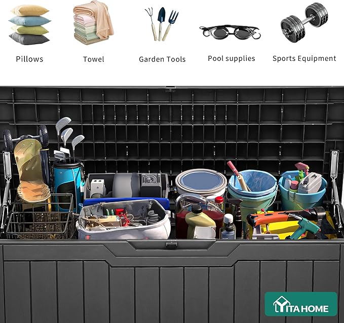 YITAHOME 100 Gallon Resin Deck Box, Weather Resistant Outdoor Storage Box - Image 5