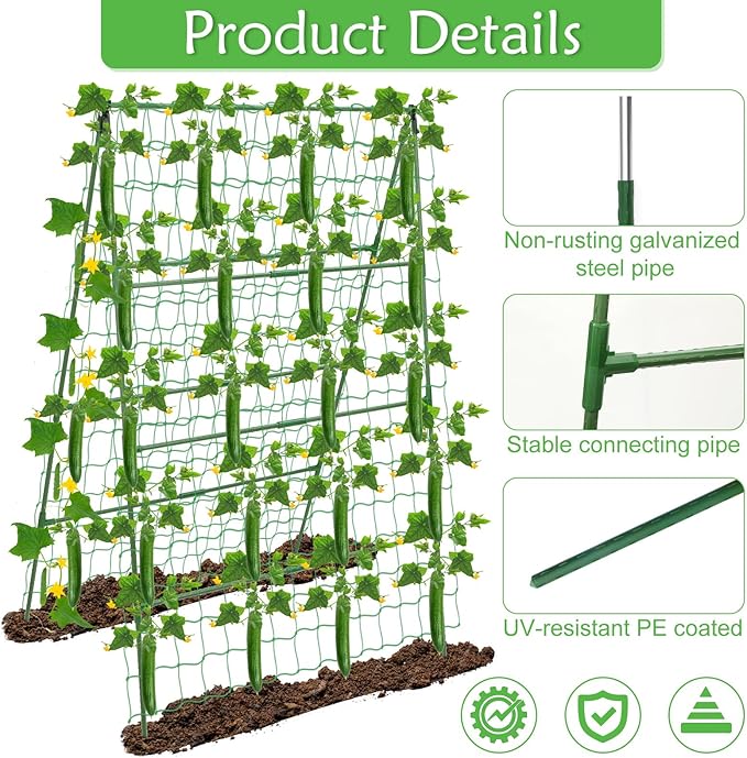 32 x 53 Inch Cucumber Trellis for Climbing Plants Outdoor A-Frame Garden - Image 3