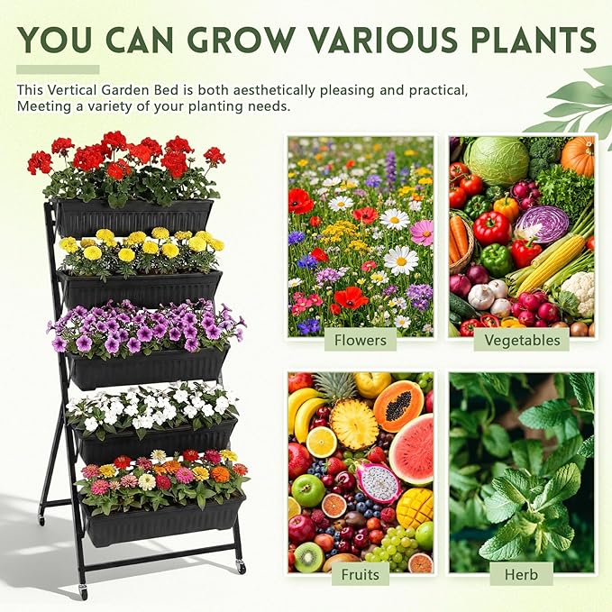 2 Pack 5-Tier Vertical Garden Planter 4.5 ft Tall Raised Garden Bed - Image 4