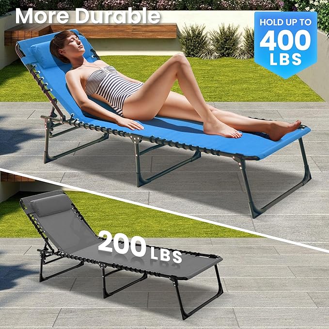 Folding Chaise Lounge Chair - 400lb Capacity - Image 3