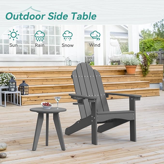 HDPS Outdoor Side Table, Small Round Side Table Weather-Resistant, Outdoor Side - Image 4