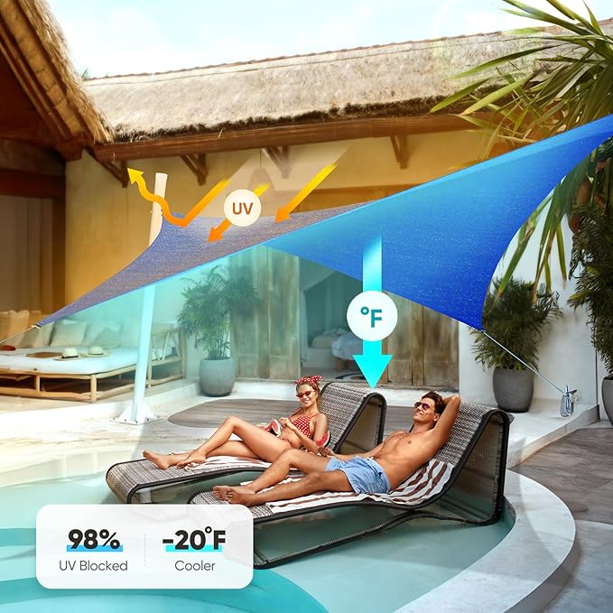Quictent 20x16ft 185G HDPE Rectangle Sun Shade Sail Canopy 98% UV Block Outdoor - Image 3