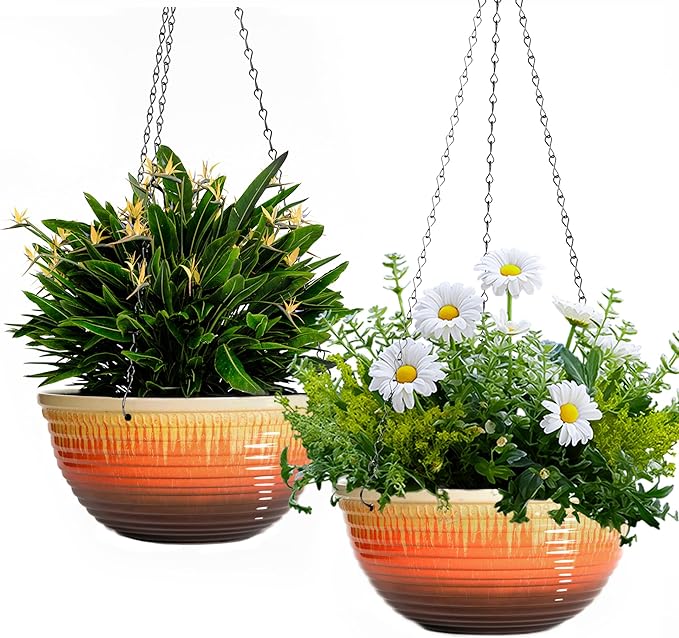 12 inch Large Hanging Planters for Indoor Outdoor Plants, Hanging Baskets for by LesOasis