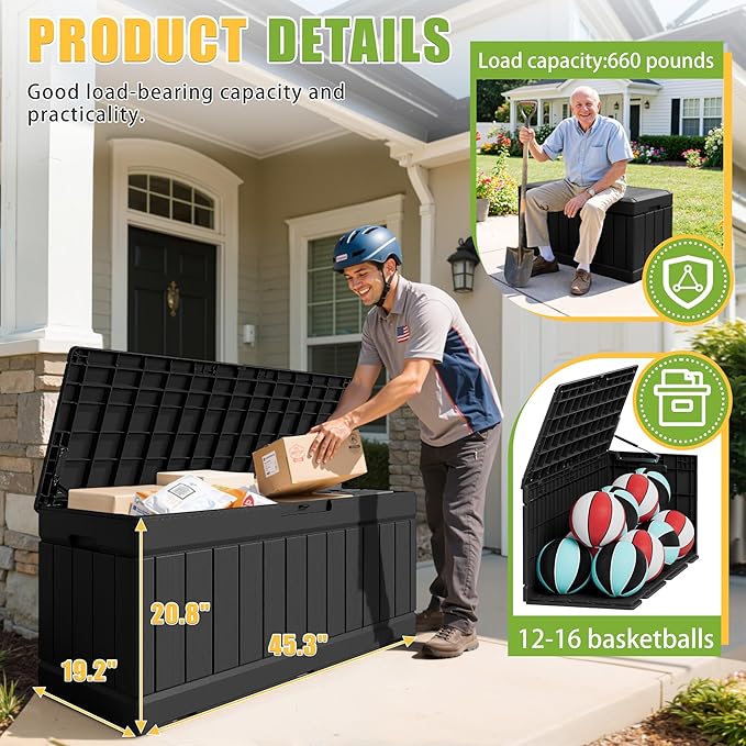 Greesum Outdoor Storage Box 82 Gallon Storage Bin - Image 6