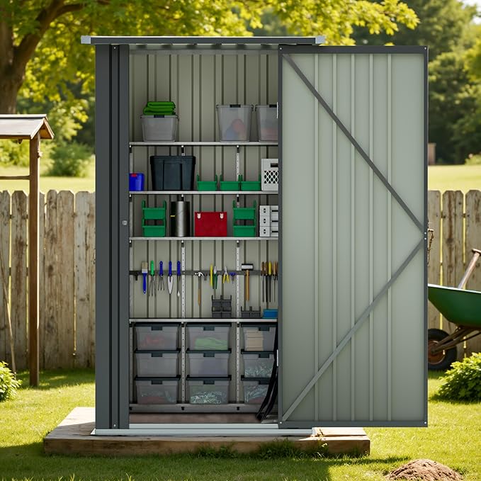 Greesum 3x3FT Outdoor Storage Shed, Lockable Metal Shed - Image 2