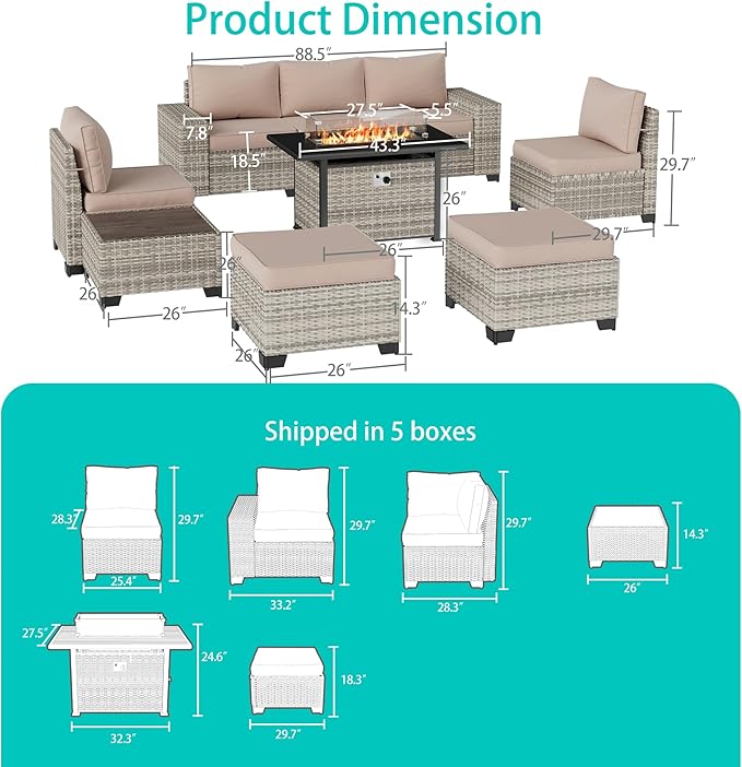 9-Piece Outdoor Patio Furniture Set - Image 4