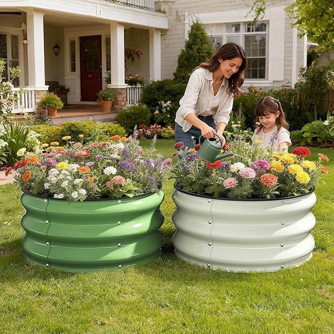 Galvanized Raised Garden Bed 2pcs 2x2x1 FT, Round Metal Raised Garden Bed - Image 7