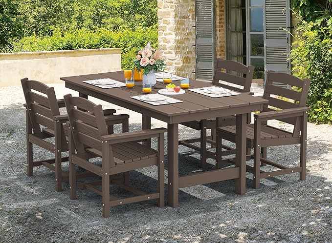 SERWALL Outdoor Dining Sets for 4, Outdoor HDPE Dining Furniture Set - Image 7