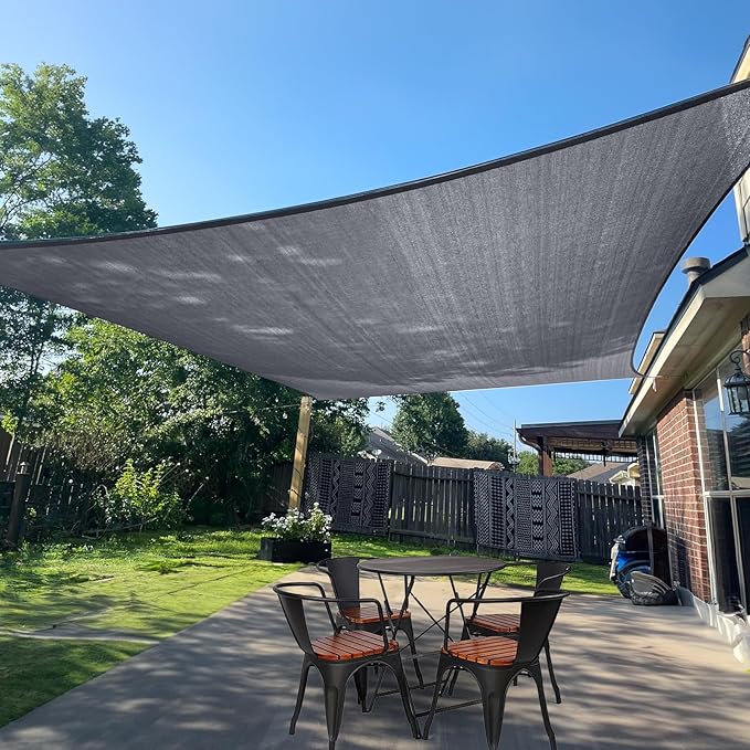 SUNLAX Sun Shade Sail 11' x 19' Dark Grey Rectangle Canopy Sail Shade Cover UV by SUNLAX