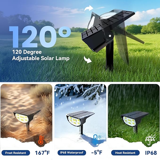 Solar Spot Lights Outdoor IP68 Waterproof, Ultra-Bright Performance，Simple Modes - Image 4