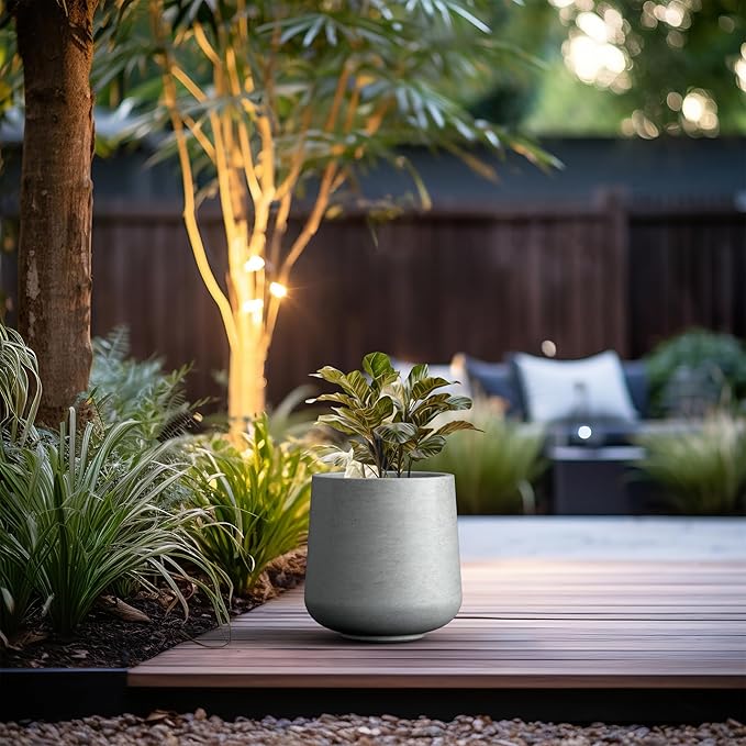 Kante 11.6" Dia Round Concrete Planter, Outdoor Indoor Large Plant Pots - Image 3