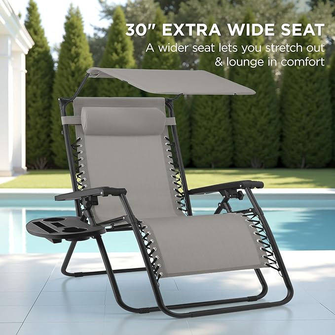 Best Choice Products 30” Wide Folding Zero Gravity Outdoor Recliner Patio - Image 3