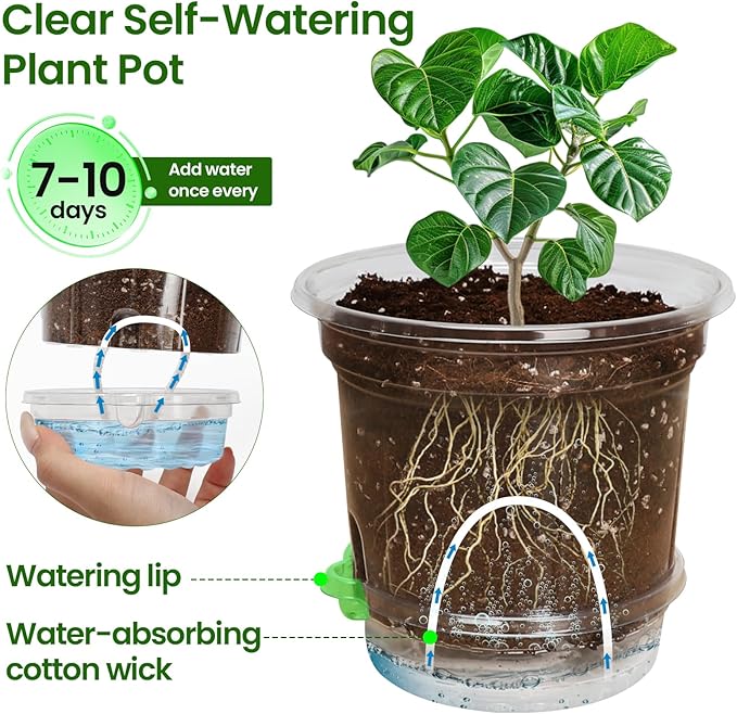 MIXC 18 Packs 6.5/5/4 Inch Self Watering Pots - Image 2