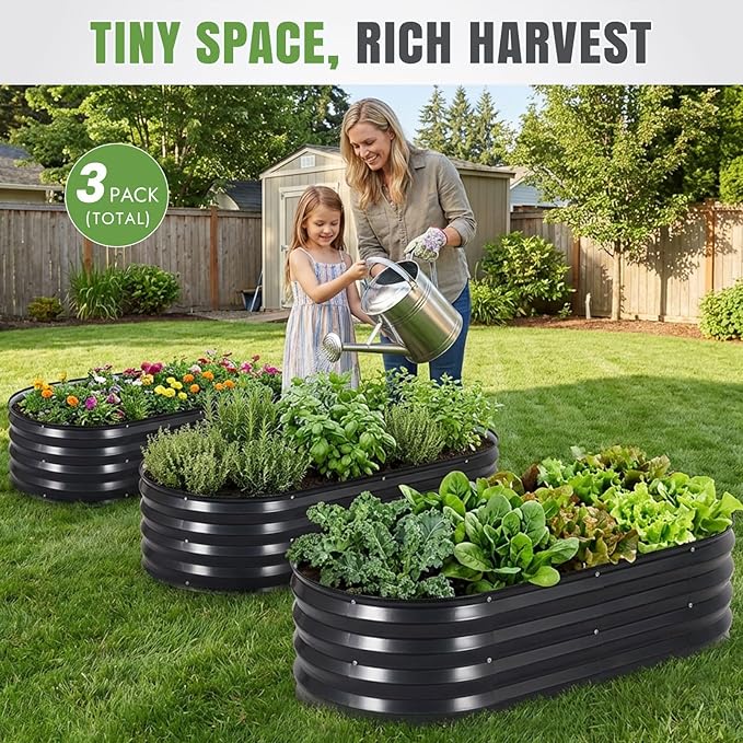 INNO STAGE 3Pcs Galvanized Raised Garden Bed Kit, Outdoor Metal Raised Garden - Image 2