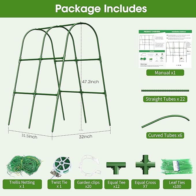 Cucumber Trellis for Raised Bed, U-Shape Garden Trellis for Climbing Plants - Image 9