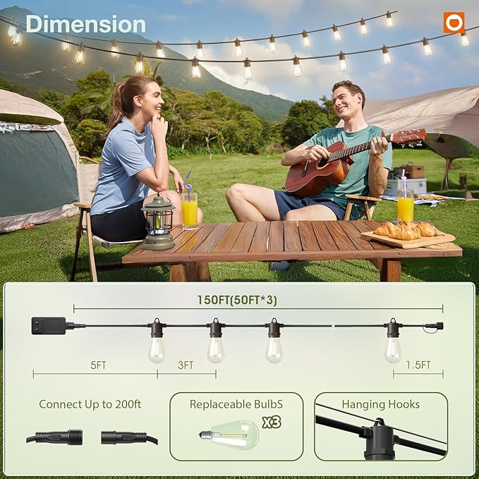 addlon 150FT LED Outdoor String Lights - Image 6