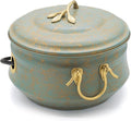 Sedona Hose Pot with Lid, Brass Accents, holds up to 100-Feet of Hose By Good by GoodDirections