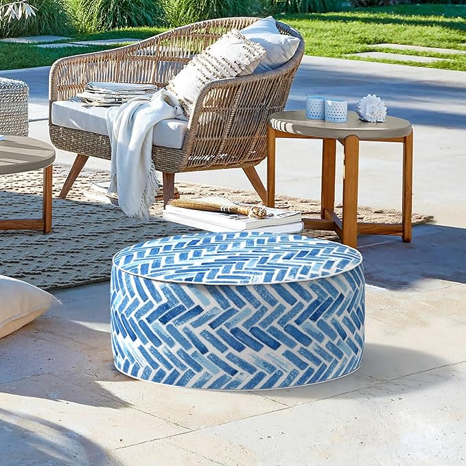 LVTXIII Indoor/Outdoor Inflatable Ottoman, All Weather Round Footrest Stool - Image 6