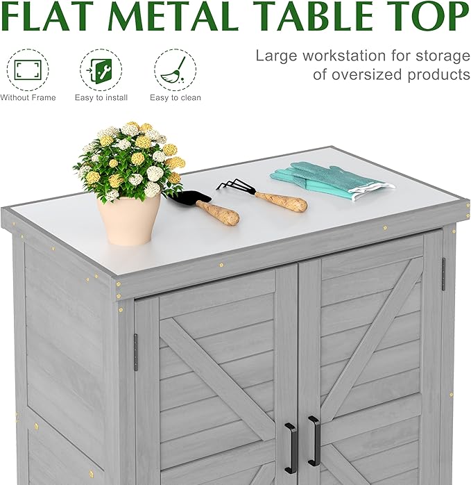 Outdoor Storage Cabinet & Potting Bench Table - Image 4