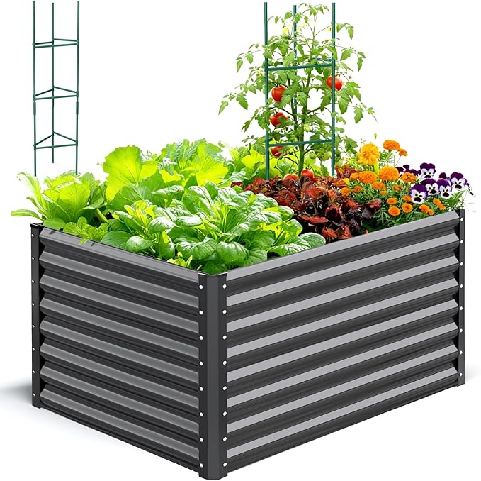 Quictent Galvanized Raised Garden Bed 4x3x2ft Tall Garden Bed Extra Height by QUICTENT