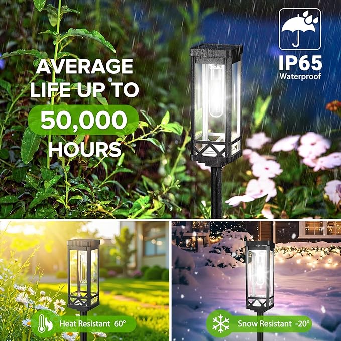KOOPER Taller Solar Pathway Lights Outdoor, 6 Pack Upgraded Brighter Solar - Image 3