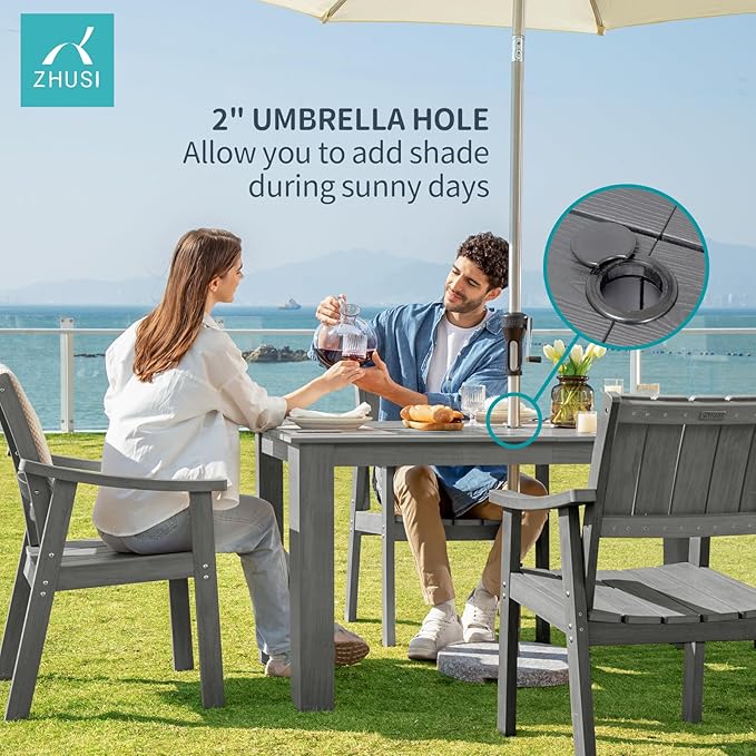 ZHUSI Patio Table and Chairs Set, Outdoor Table and Chairs, HDPE Outdoor Dining - Image 4