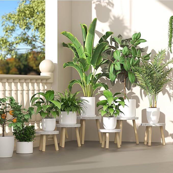 3-Pack Wood Plant Stands Indoor, Single Plant Stand - Image 2
