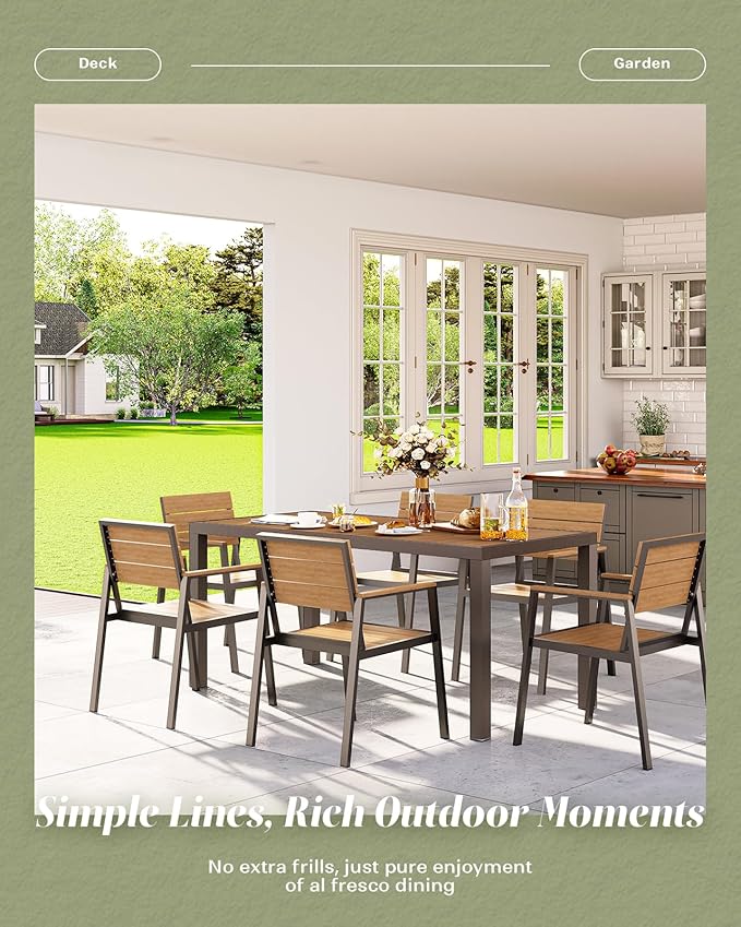 7-Piece Outdoor Dining Set, Aluminum Dining Table Set - Image 6