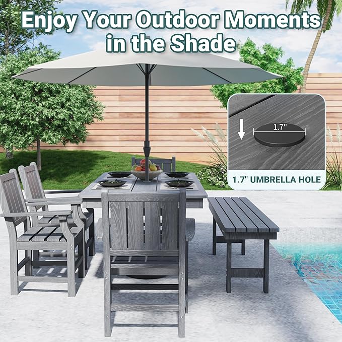 Pamapic 6 PCS Outdoor Dining Set, Spacious HDPE Outdoor Table - Image 3