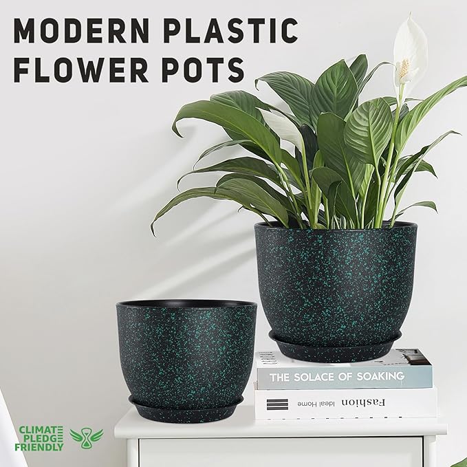 Plant Pots 10/9/8/7.5/7 inch Set of 5, Flower Pots - Image 4