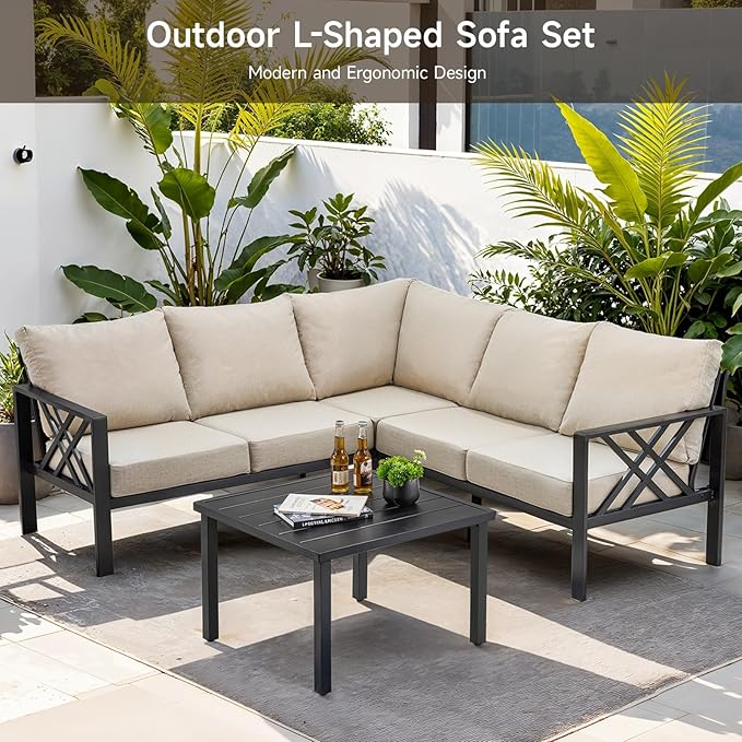Patio Furniture Set, 6-piece Metal Sectional Furniture Sofa - Image 8