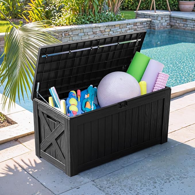 Flamaker Resin Deck Box 120 Gallon Waterproof Large Outdoor Indoor Storage Box - Image 3
