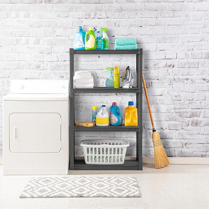 Sterilite 4 Shelf Unit, Heavy-Duty Shelving Storage and Utility Rack - Image 6