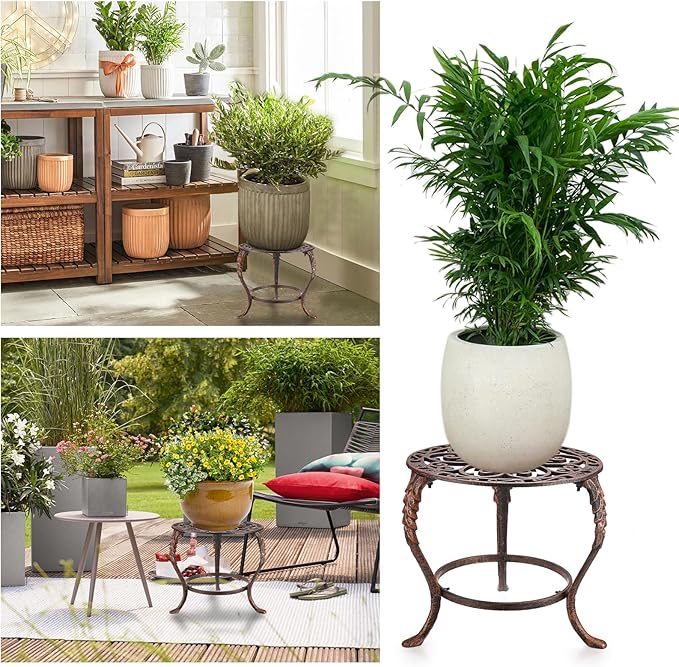 OwnMy Heavy Duty Cast Iron Plant Stand Vintage Wrought Iron Flower Pot Holder - Image 7