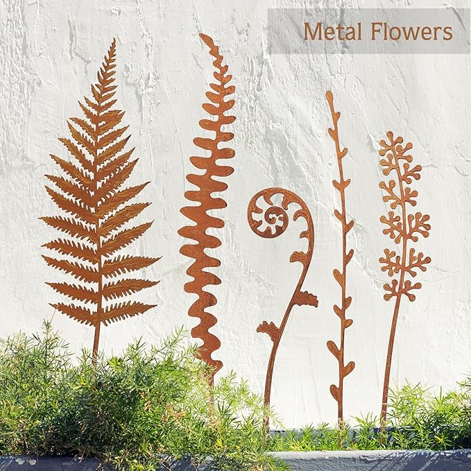 Metal Flowers for Outside, Garden Stakes Decorative, Flower Bed Decor Plant - Image 2