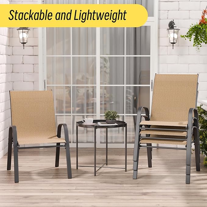 Betterhood Patio Chairs Set of 2, Stackable Outdoor Dining Chairs Set - Image 3