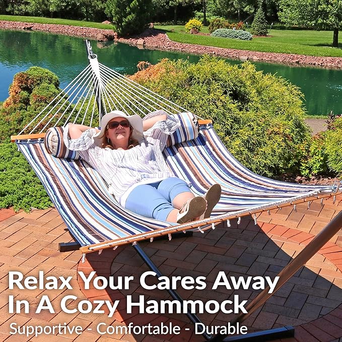 Sunnydaze Quilted Outdoor Hammock - Image 4